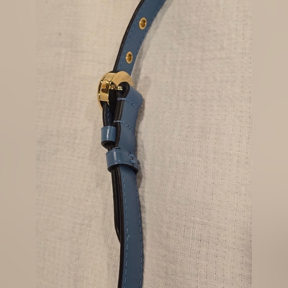 Louis Vuitton Pont 9 Neuf Blue Leather Bag Purse Crossbody Shoulder Gold LV Pink - Picture 11 of 17